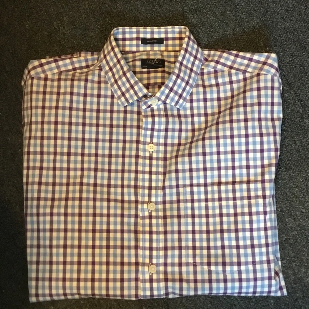 J. Crew Men's Checked Button-Down Shirt in Purple and White